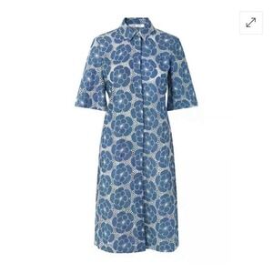 Women's Samsoe Samsoe Demy Floral Print Crochet Midi Dress Blue Sz Small